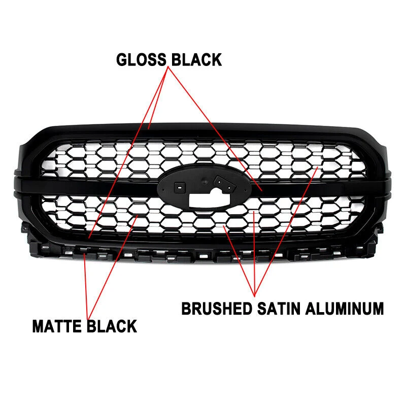 For Ford F-150 F150 Platinum 2021-2023 Agate Black Front Bumper Grille Assembly - Image 4