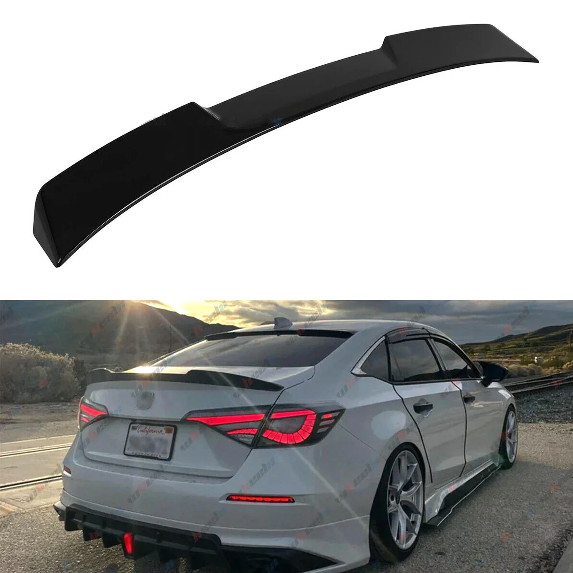 For Honda Civic Sedan 11th 2022-2026 Gloss Black Sport Rear Window Roof Spoiler Wing