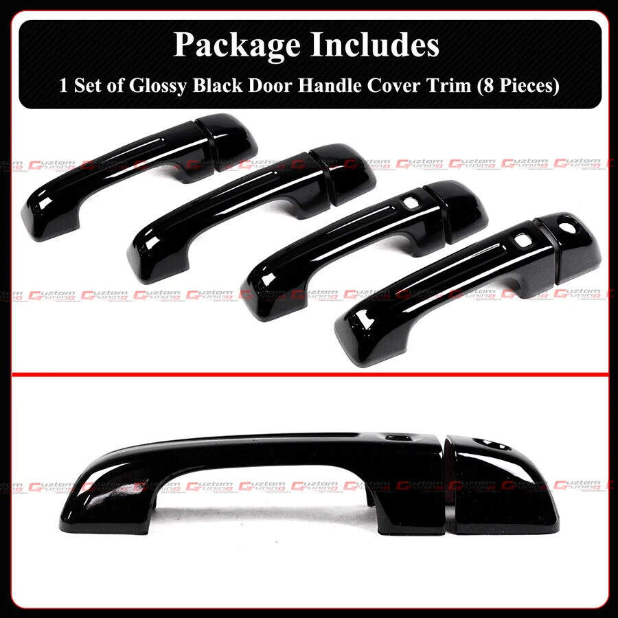 For With Smart Key Hole 2019-2025 RAM 1500 Gloss Black Door Handle Cover Trim Overlay - Image 3
