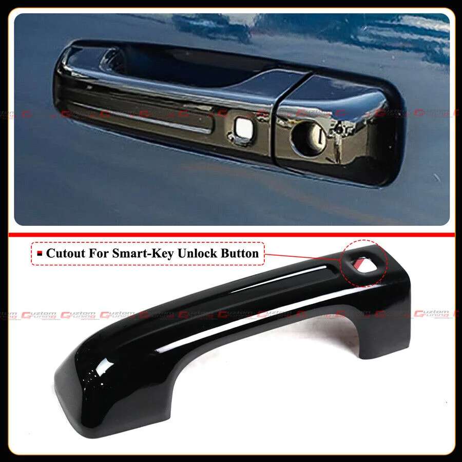 For With Smart Key Hole 2019-2025 RAM 1500 Gloss Black Door Handle Cover Trim Overlay - Image 5