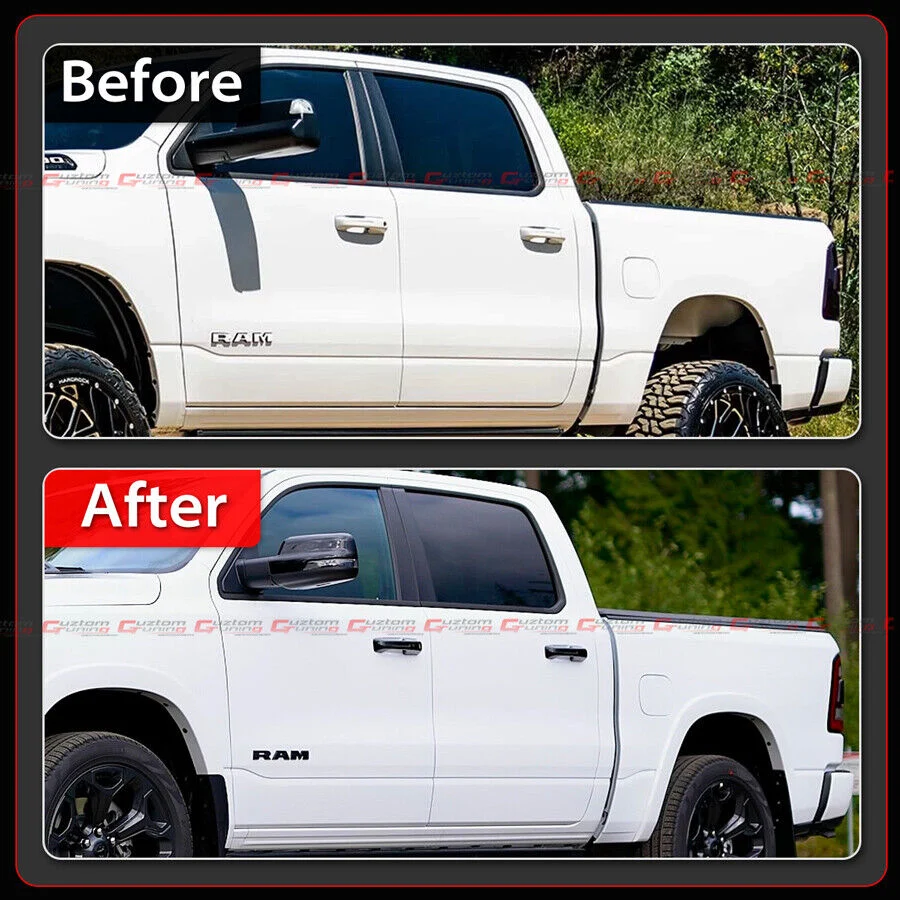 For With Smart Key Hole 2019-2025 RAM 1500 Gloss Black Door Handle Cover Trim Overlay - Image 8
