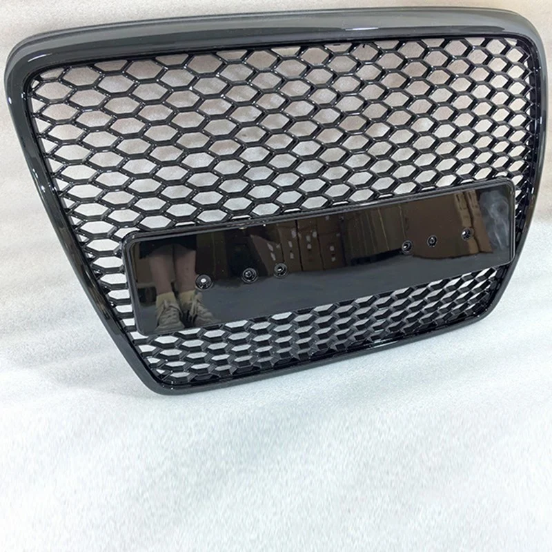 Front Bumper Center Grille Honeycomb Grill Gloss Black For Audi A6 C6 2004-2008 - Image 3
