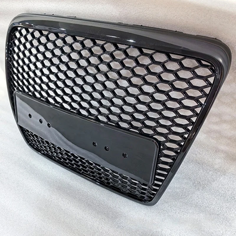 Front Bumper Center Grille Honeycomb Grill Gloss Black For Audi A6 C6 2004-2008 - Image 6