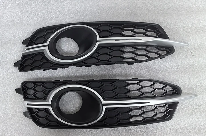 Front Bumper Fog Light Grill Cover w/ Chrome Stripe for Audi A6 C7 S-line S6 2012-2015