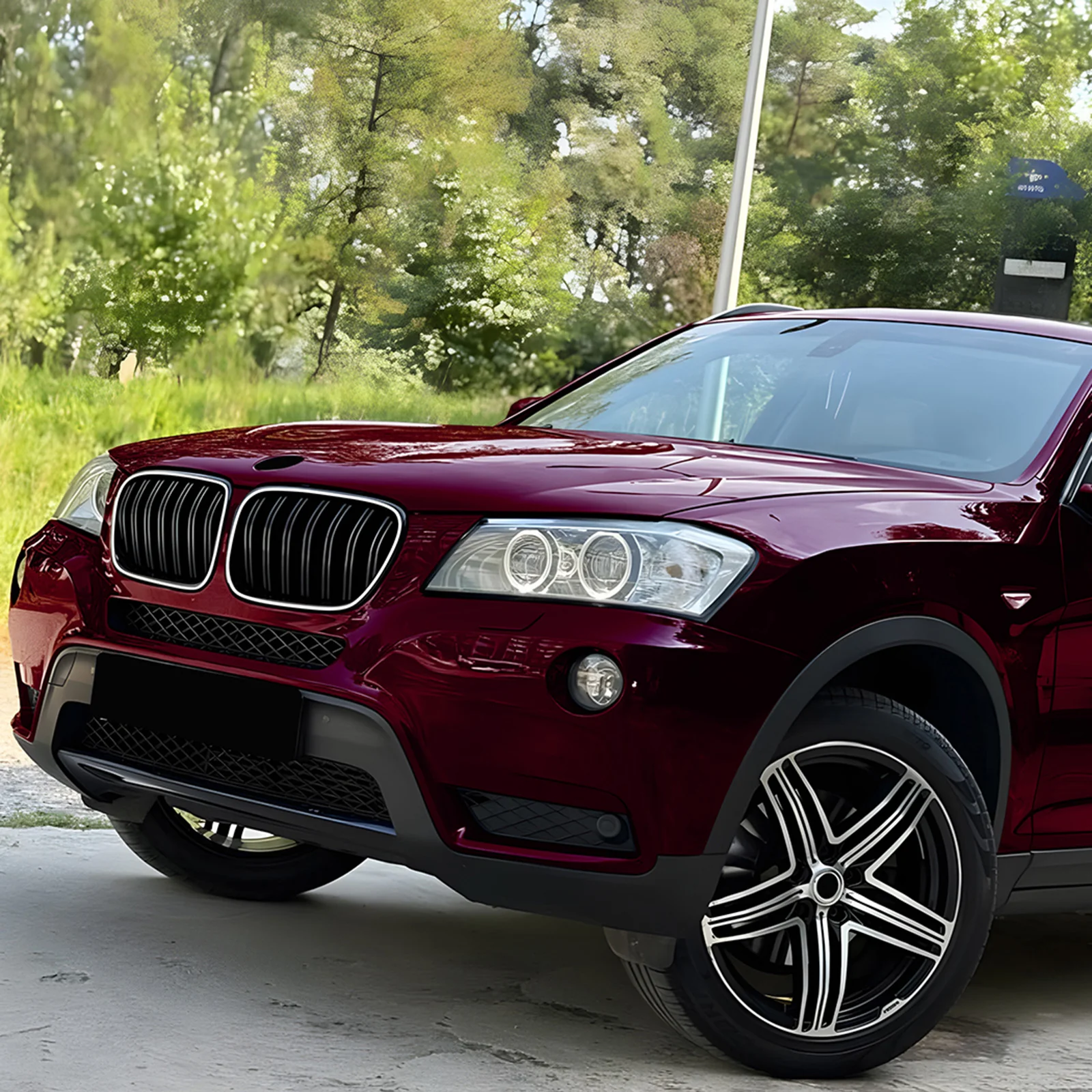 Front Bumper Grill Bumper Grille With LED Light For BMW X3 F25 2011-2013 Double Line - Image 3