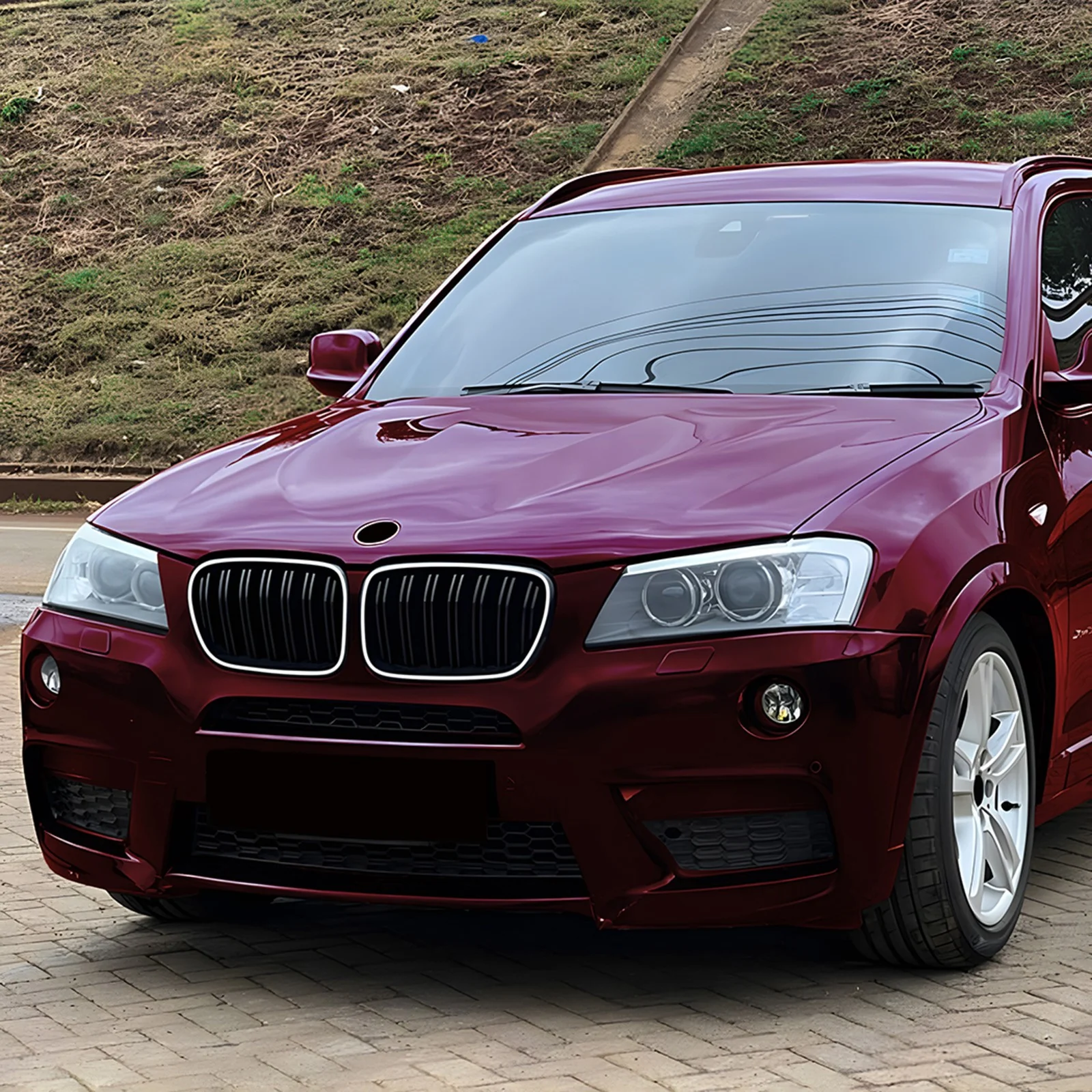 Front Bumper Grill Bumper Grille With LED Light For BMW X3 F25 2011-2013 Double Line - Image 4