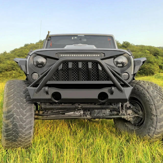 Front Bumper Grille Grill With LED Off-Road Lights for Jeep Wrangler JK JKU 2007-2018 - Image 3