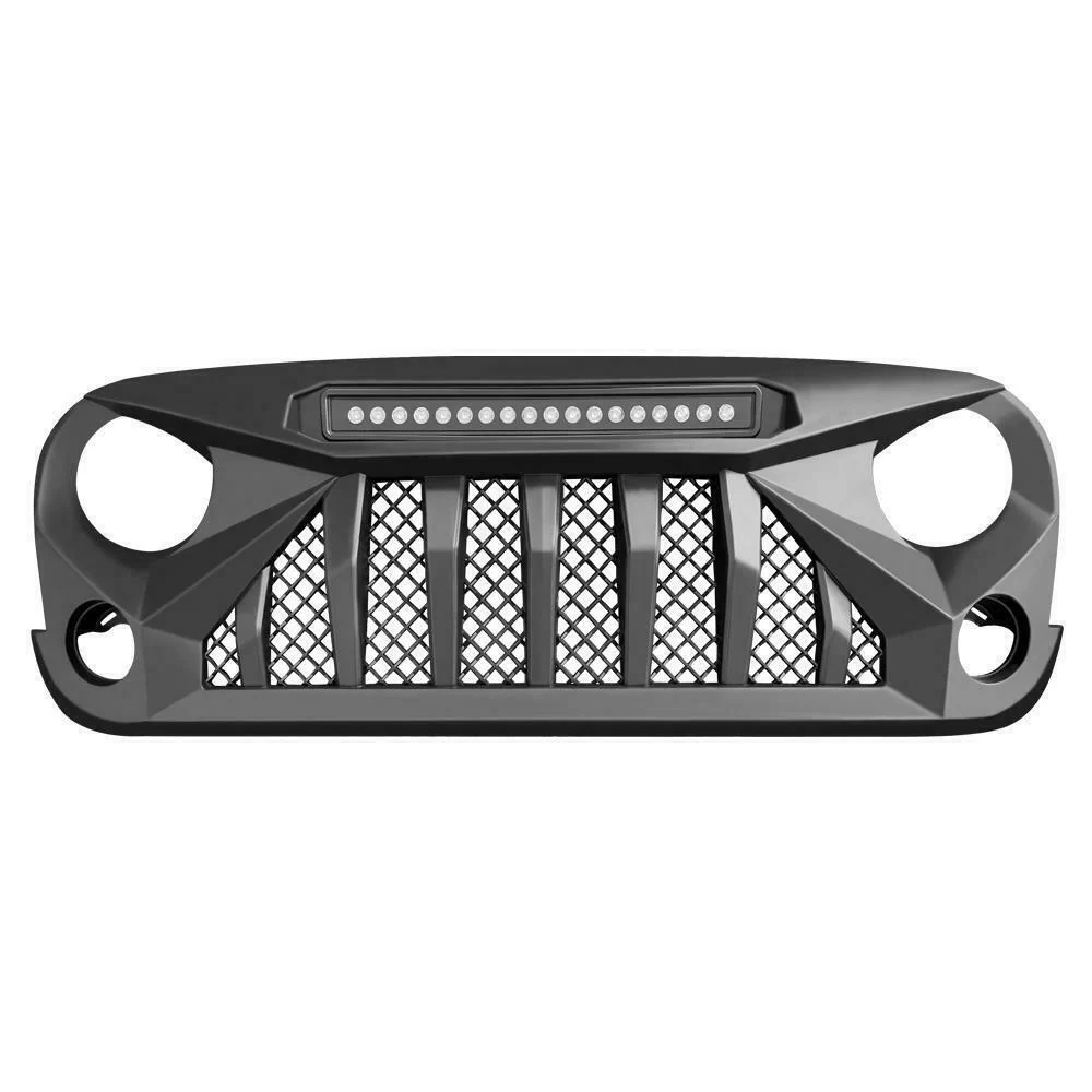Front Bumper Grille Grill With LED Off-Road Lights for Jeep Wrangler JK JKU 2007-2018 - Image 4