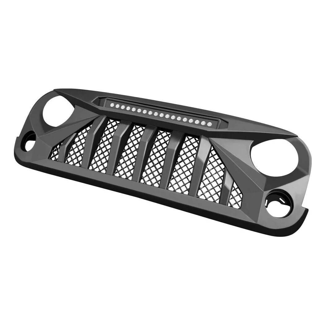 Front Bumper Grille Grill With LED Off-Road Lights for Jeep Wrangler JK JKU 2007-2018 - Image 5
