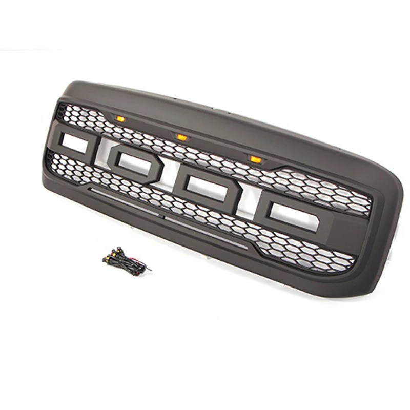 Front Bumper Grille Mesh Grill W/LEDs Matte Black ABS for Ford F250 1999-2004 - Image 3