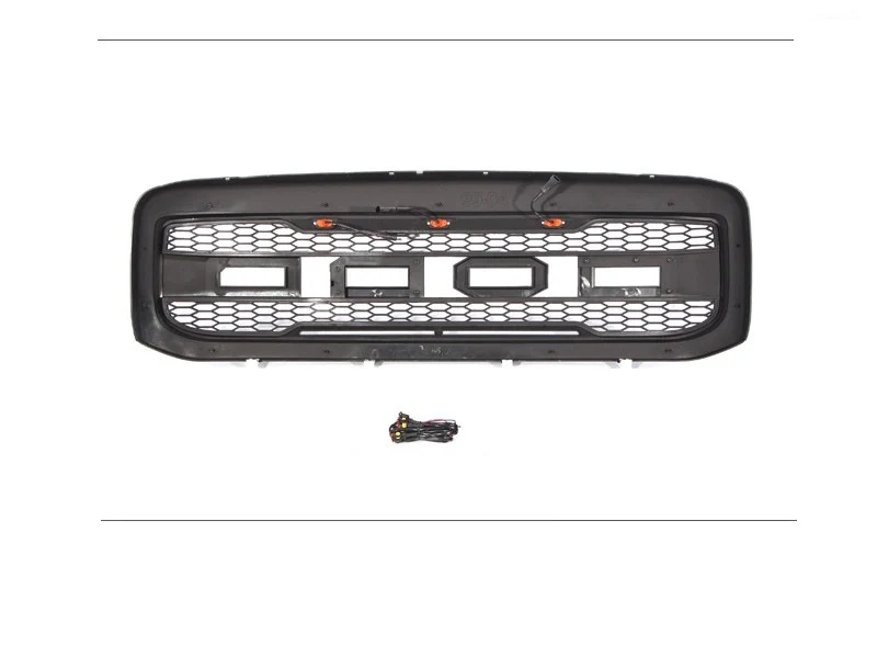 Front Bumper Grille Mesh Grill W/LEDs Matte Black ABS for Ford F250 1999-2004 - Image 5