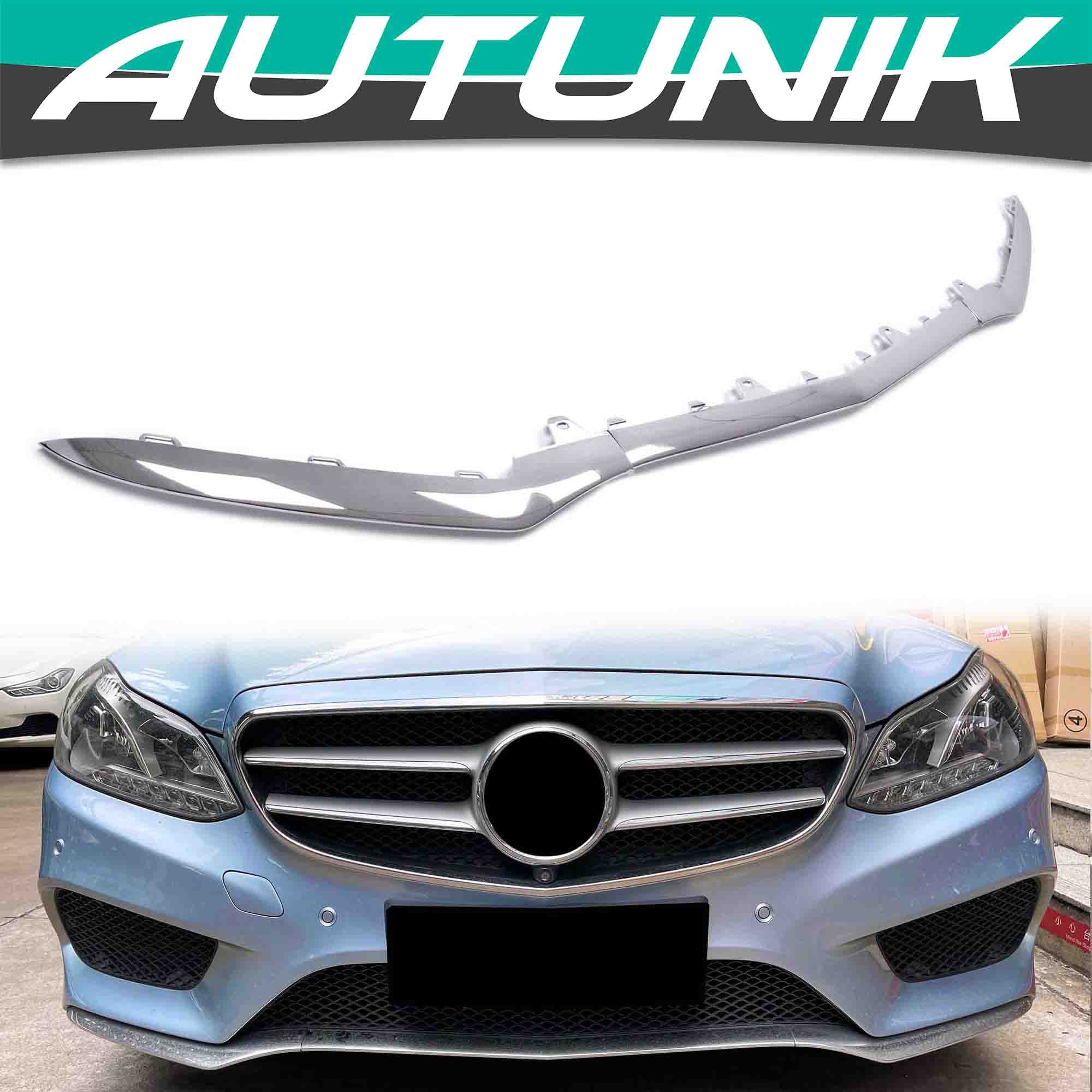 3pcs Chrome Front Bumper Grill Molding Trim For Mercedes W212 E350 Sedan 2014 2015 2016