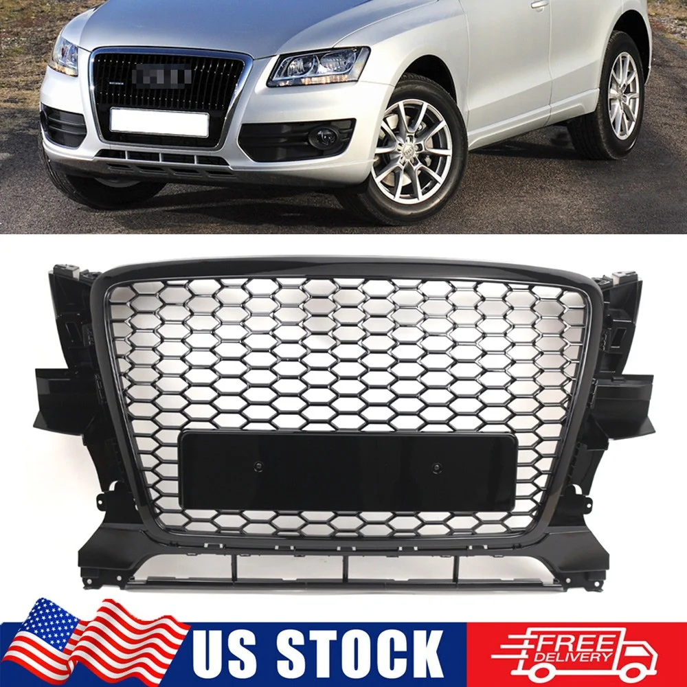 Front Bumper Radiator Grille Grill Honeycomb Gloss Black For Audi Q5 2009-2012 - Image 3