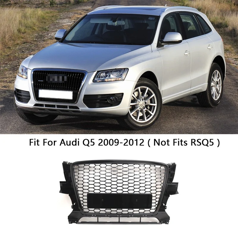 Front Bumper Radiator Grille Grill Honeycomb Gloss Black For Audi Q5 2009-2012 - Image 9