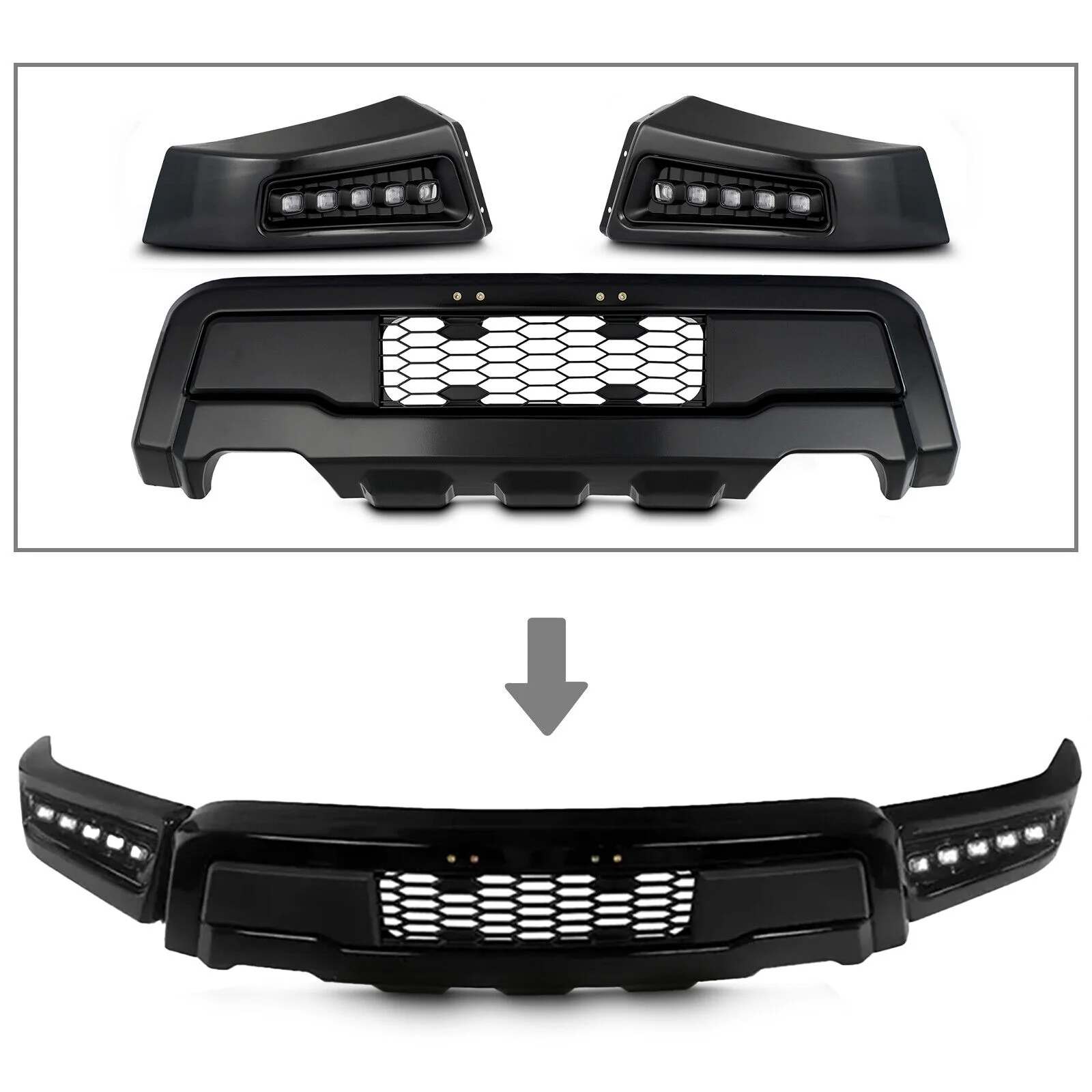 Front Bumper Turn Signal Lamp For 2021 2022 2023 Ford F150 F-150 Raptor Style W/LED Lights - Image 2
