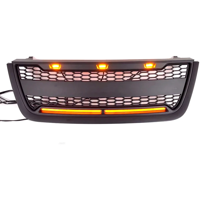 Front Bumper Upper Grille w/Lights Matt Black for Ford Expedition 2003-2006 - Image 2