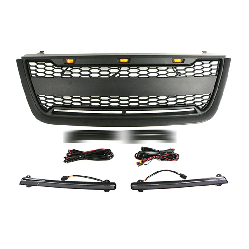 Front Bumper Upper Grille w/Lights Matt Black for Ford Expedition 2003-2006 - Image 3