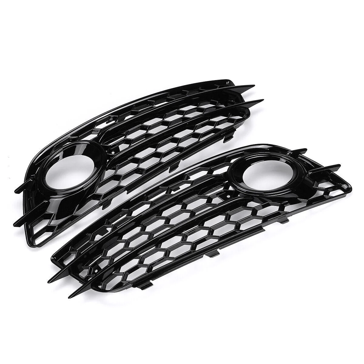 Pair L+R Fit For Audi A4 B8 S-Line S4 Bumper 2009-2012 HONEYCOMB Fog Light Lamp Cover Grille - Image 5