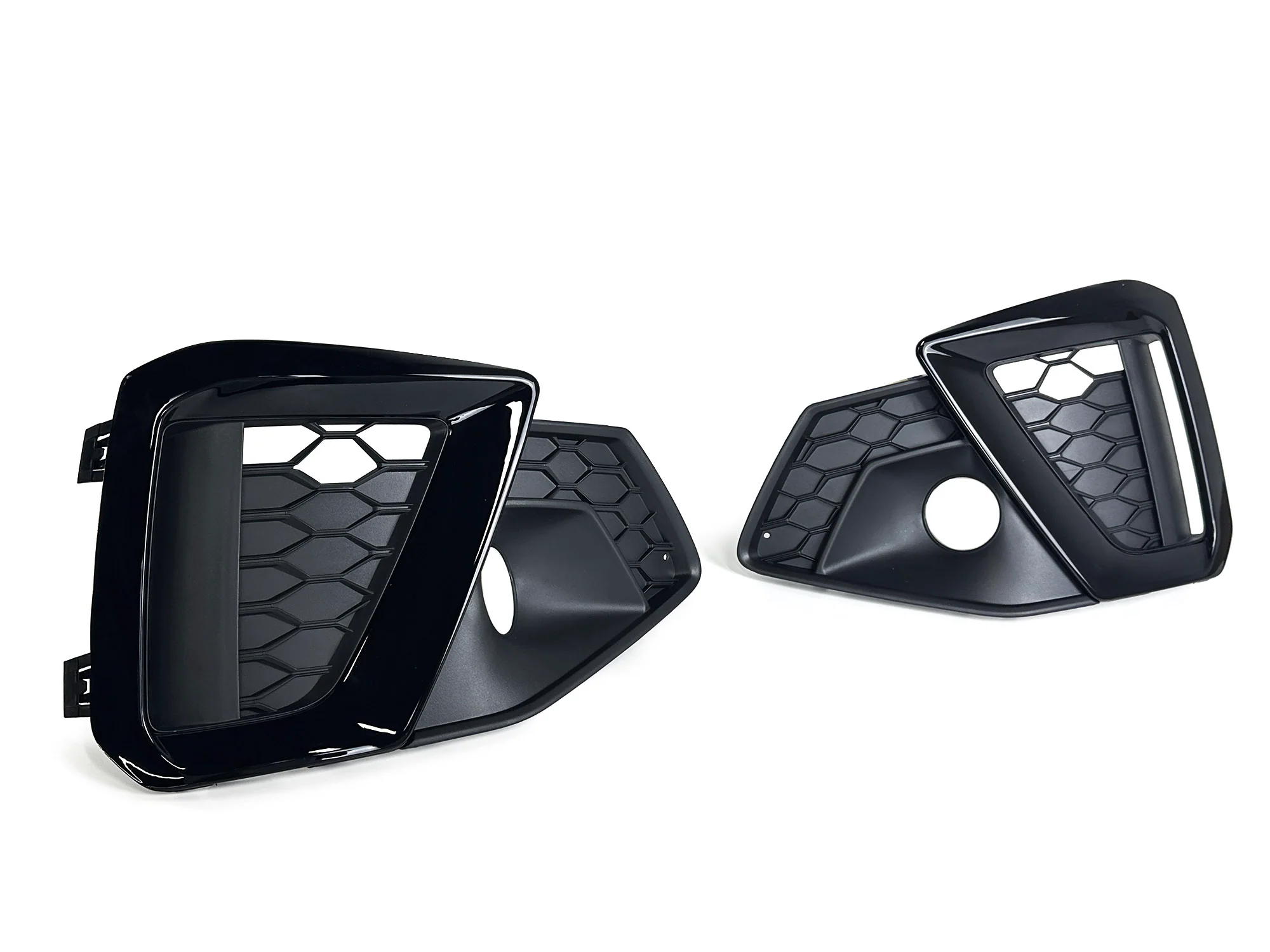 Pair L+R For AUDI A4 B9 Sline S4 2020-2025 Black Front Fog Light Grill Cover Bezels - Image 6
