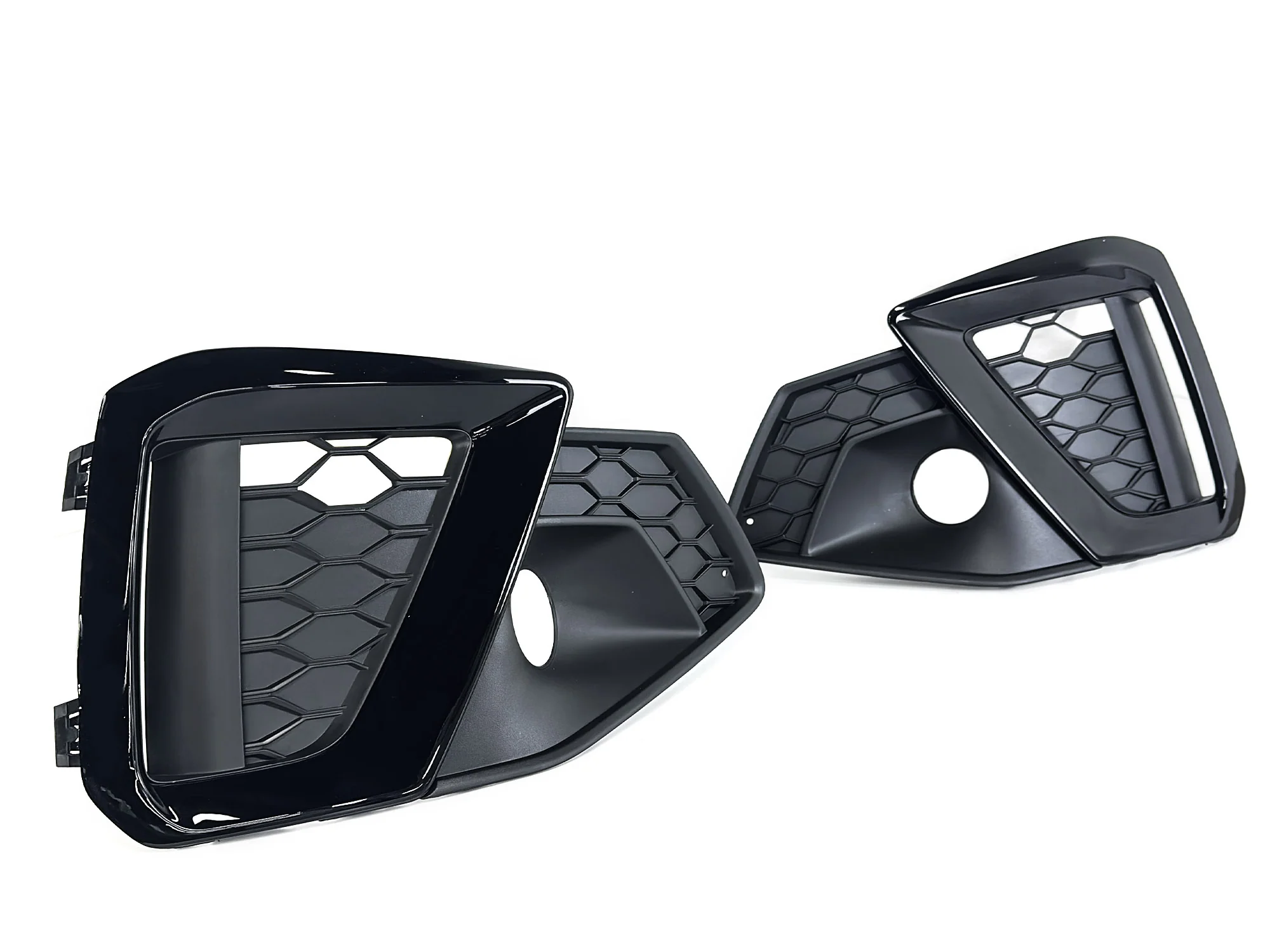 Pair L+R For AUDI A4 B9 Sline S4 2020-2025 Black Front Fog Light Grill Cover Bezels - Image 8