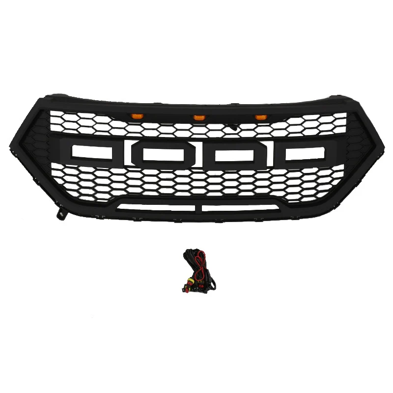 Front Grille Black Bumper Grille Black w/ LED Lights for Ford Edge 2016-2018 - Image 2