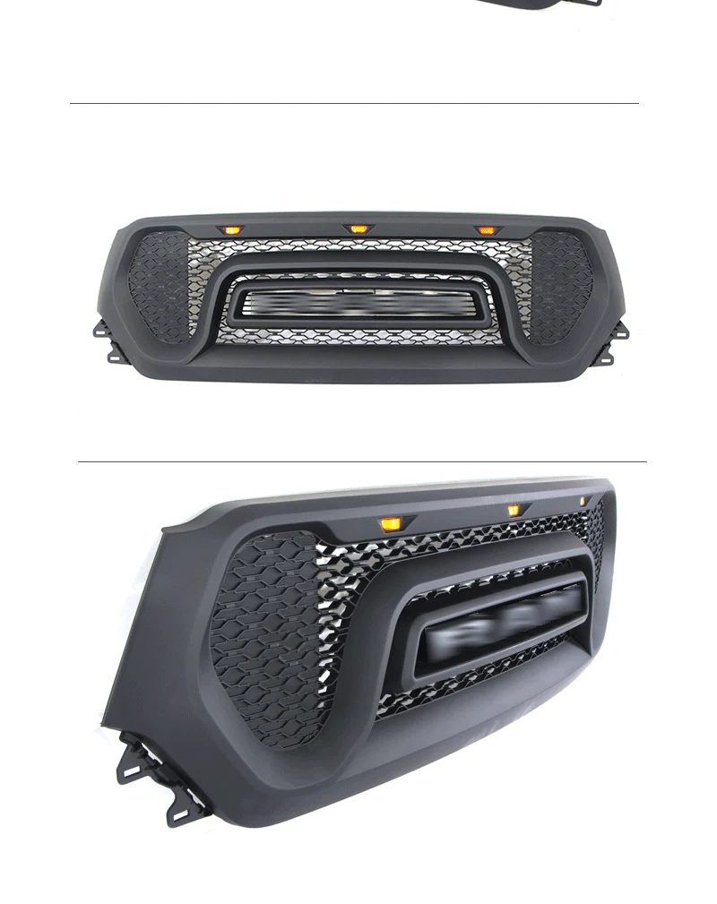 Front Grille Honeycomb Grill Matte black w/Light for Dodge Ram 1500 2019-2022 - Image 3