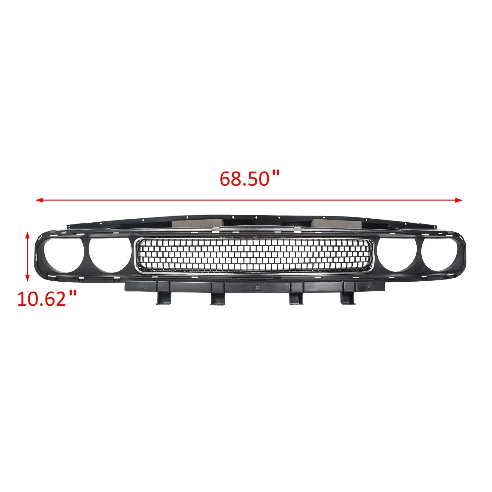 Front Bumper Grille Upper Grill Black w/ Chrome for Dodge Challenger 2008-2014 - Image 4