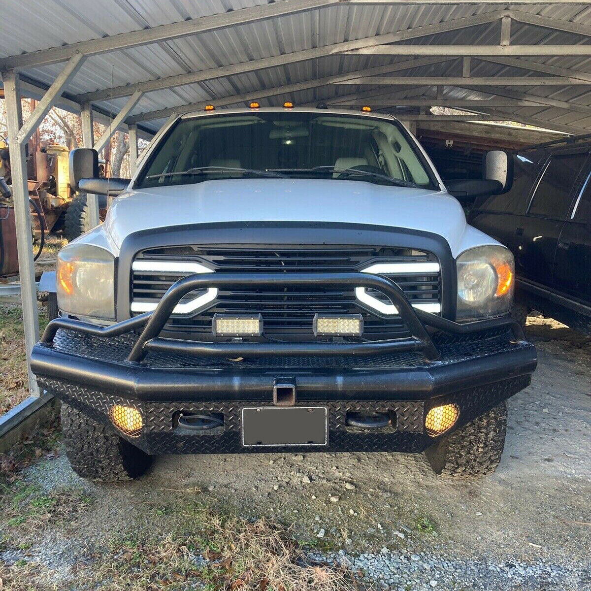 Black Front Hood Grill Bumper Grille Shell w/ LED Light for Dodge Ram 1500 2500 3500 2006-2009 - Image 3