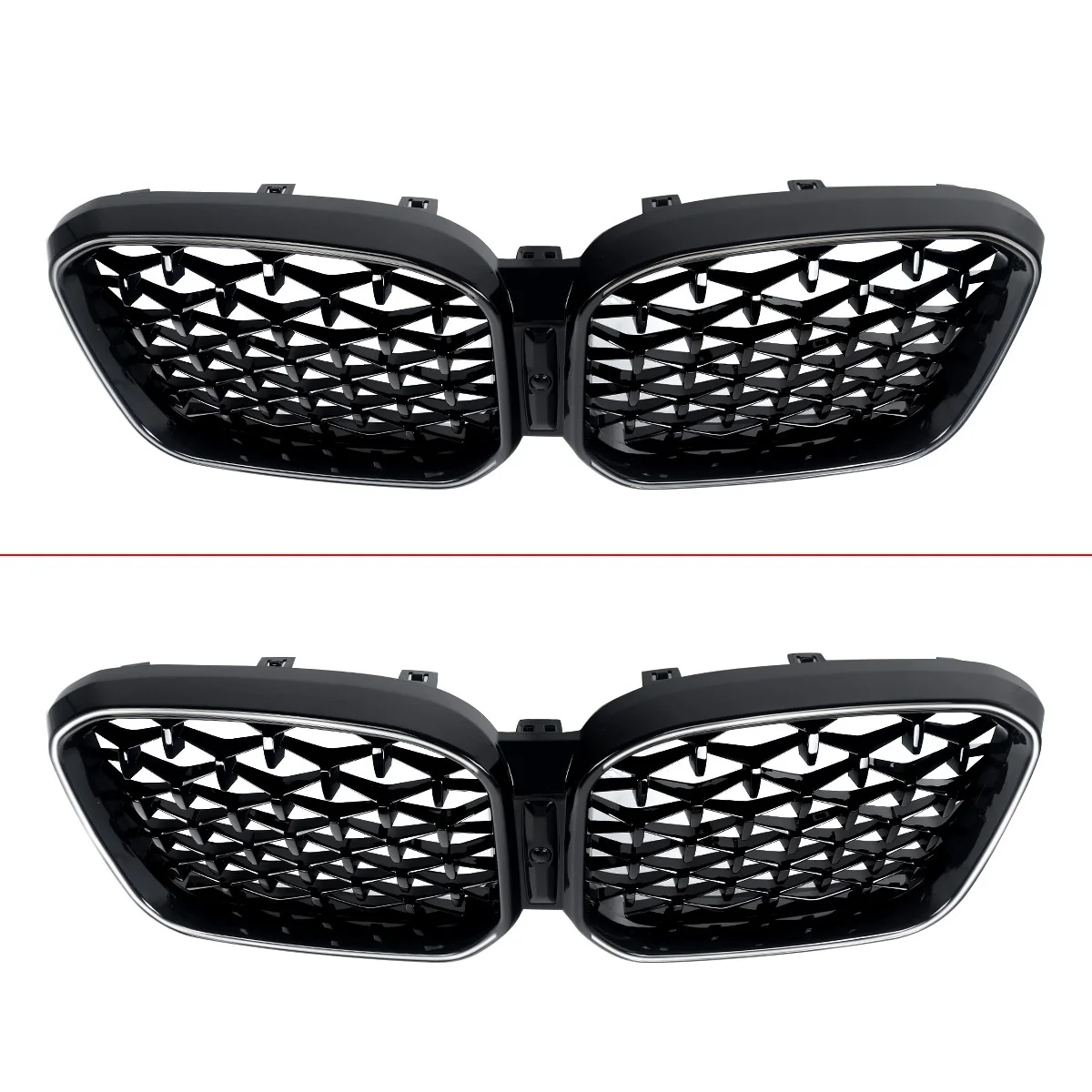 Front Kidney Grille Diamond Grill W/ LED Light For 2022-2024 BMW X3 G01 X4 G02 - Image 4