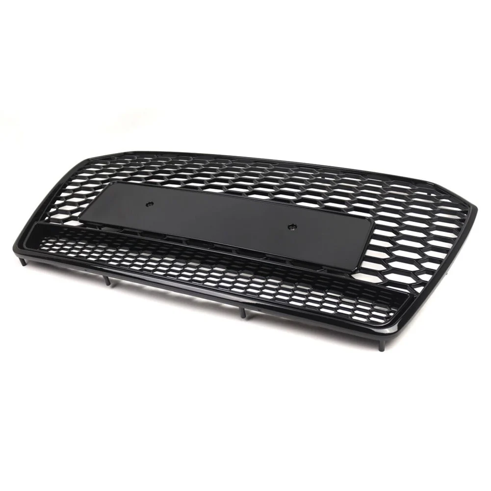 Front Mesh Honeycomb Grille Grill Gloss Black for Audi A6 S6 C7 2016-18 Facelift - Image 3