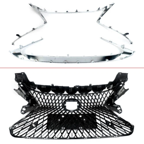Front Upper Grille W/Trim Molding Fog Trims Set For Lexus ES300H ES350 2016-2018 - Image 5