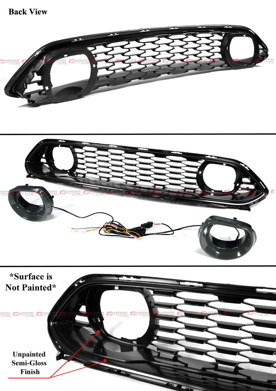 Front Upper Grille W/ White & Amber LED Halo Ring Duct Fits For 21-23 Ford Mustang Mach 1 - Image 3