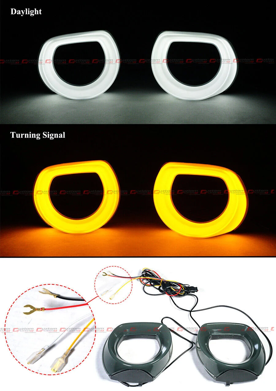 Front Upper Grille W/ White & Amber LED Halo Ring Duct Fits For 21-23 Ford Mustang Mach 1 - Image 4