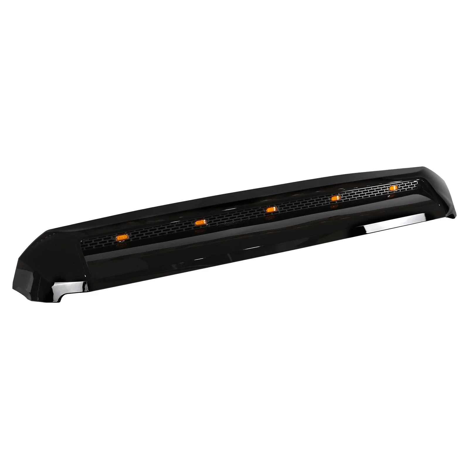 For Toyota Tundra 2014-2021 Front Upper Hood Bulge Molding W/ Lights Gloss Black - Image 3