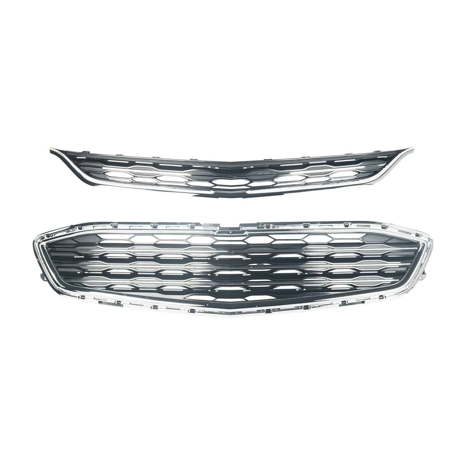 Front Honeycomb Upper Grille + Lower Grill For Chevrolet Malibu 2016-2018 - Image 2