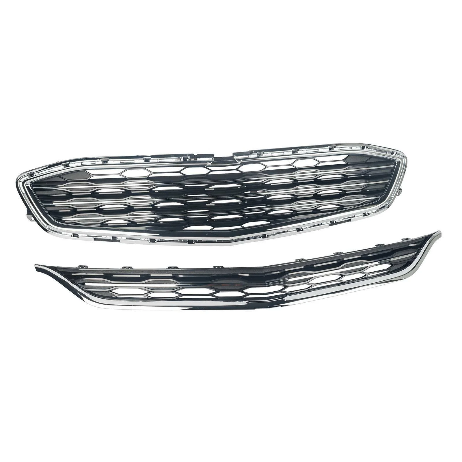 Front Honeycomb Upper Grille + Lower Grill For Chevrolet Malibu 2016-2018 - Image 4