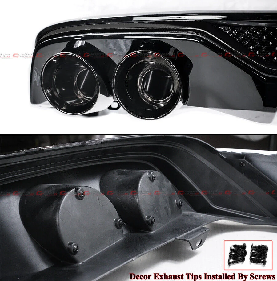 Full Black Rear Bumper Diffuser + Exhaust Tips + Corner Extensions fit for Honda Accord 2023-2026 - Image 6