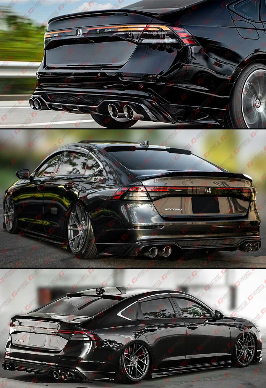 Full Black Rear Bumper Diffuser + Exhaust Tips + Corner Extensions fit for Honda Accord 2023-2026 - Image 7