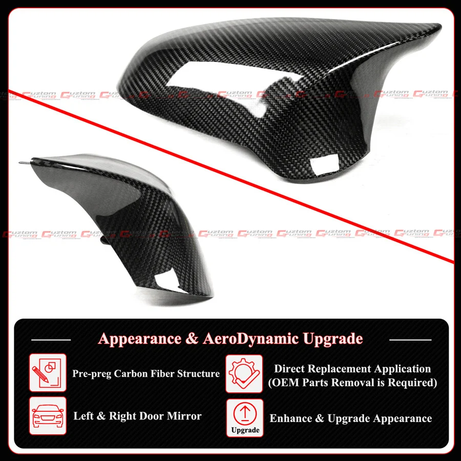 Full Dry Carbon Fiber Replacement Mirror Cover For BMW F80 M3 F82 F83 M4 F87 M2C - Image 4