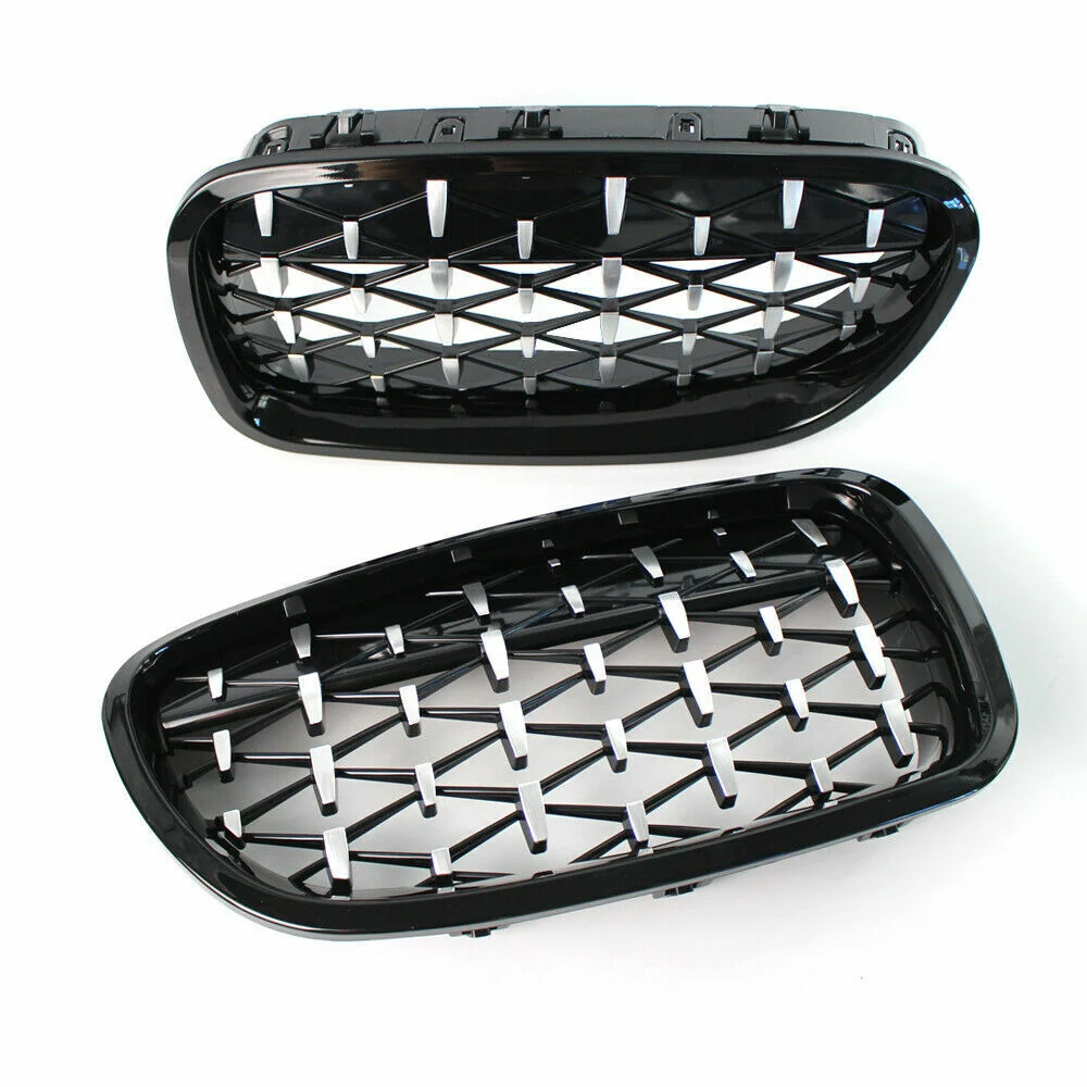 Diamond With Chrome Inner Front Kidney Grille For F10/F11 BMW 5 Series 2010-2016 - Image 2