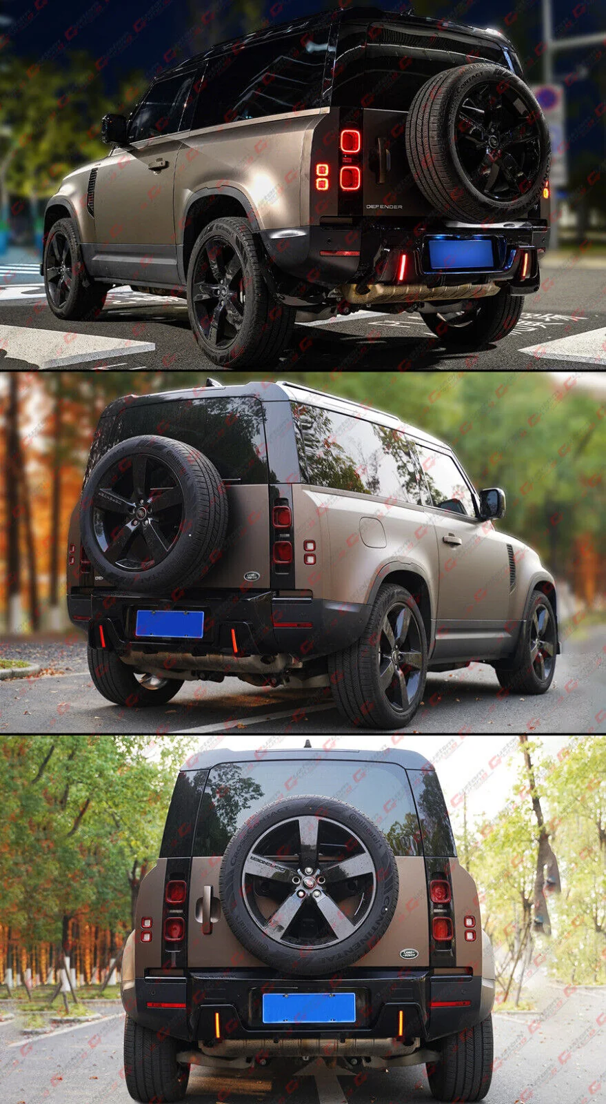 Gloss Black Dual LED Rear Bumper Diffuser For 2020-2024 Land Rover Defender - Image 5