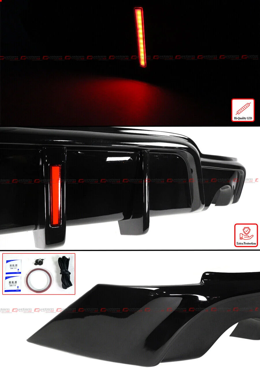 Gloss Black For 2014-2016 Lexus IS250 IS350 CTM Design Rear Bumper Diffuser w/ LED Light - Image 3