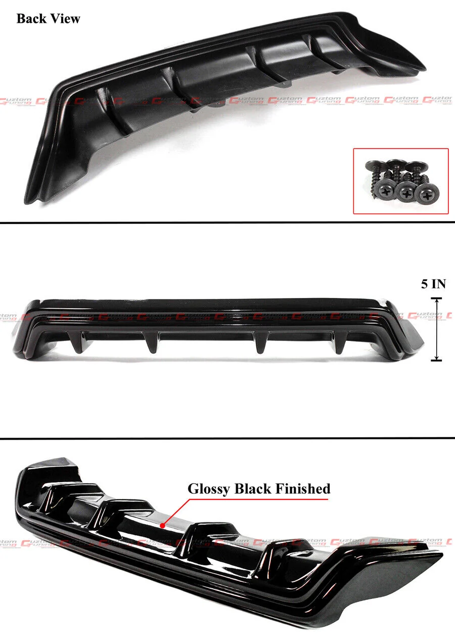 Gloss Black For 2015-2018 Lexus RC300 RC350 F-Sport Shark Fin Rear Bumper Diffuser - Image 2