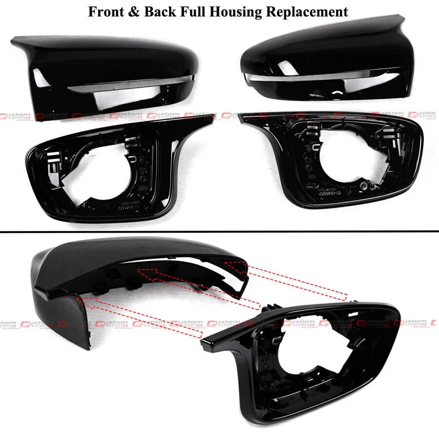 Gloss Black For 2019-2025 BMW G20 330i 330e M5 Style Mirror Cover Conversion Housing Assembly - Image 2
