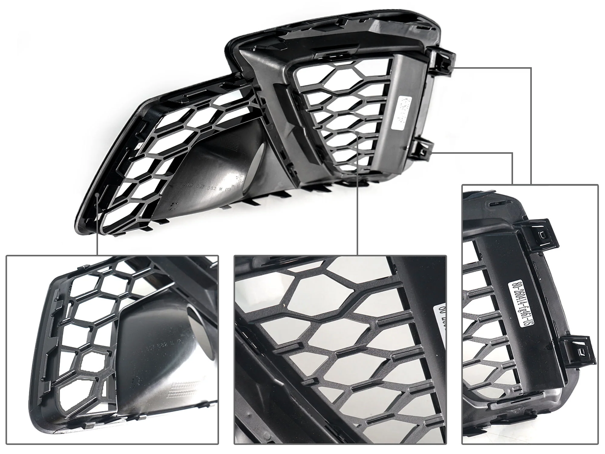 Gloss Black Front Bumper Fog Light Cover Grille For Audi A4 B9 S-LINE S4 2020-2025 - Image 12