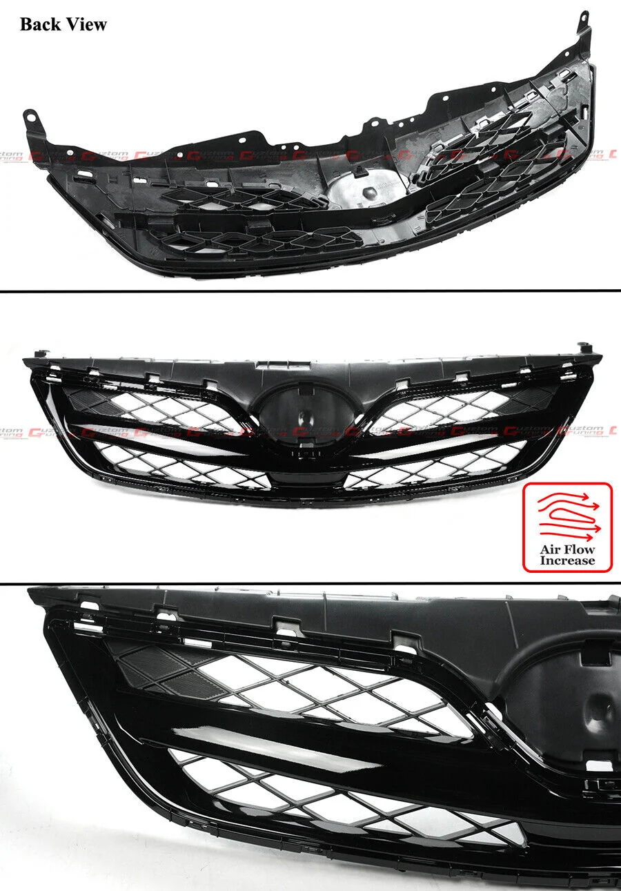 Gloss Black Front Bumper Grille Radiator Grill For 2011-2013 Toyota Corolla CE LE S XLE XRS Base Sedan - Image 2