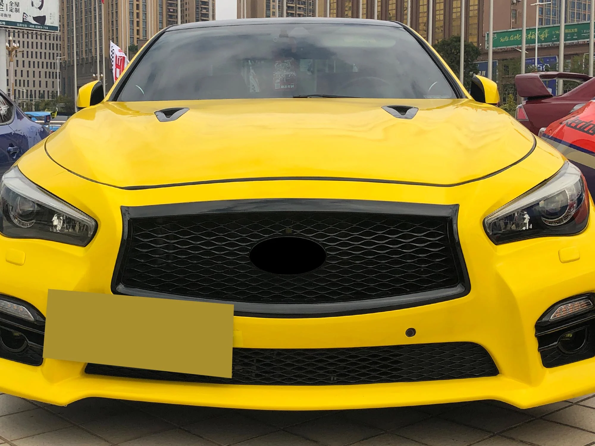 Gloss Black Front Bumper Grill Honeycomb for Infiniti Q50 2014-2017 - Image 10
