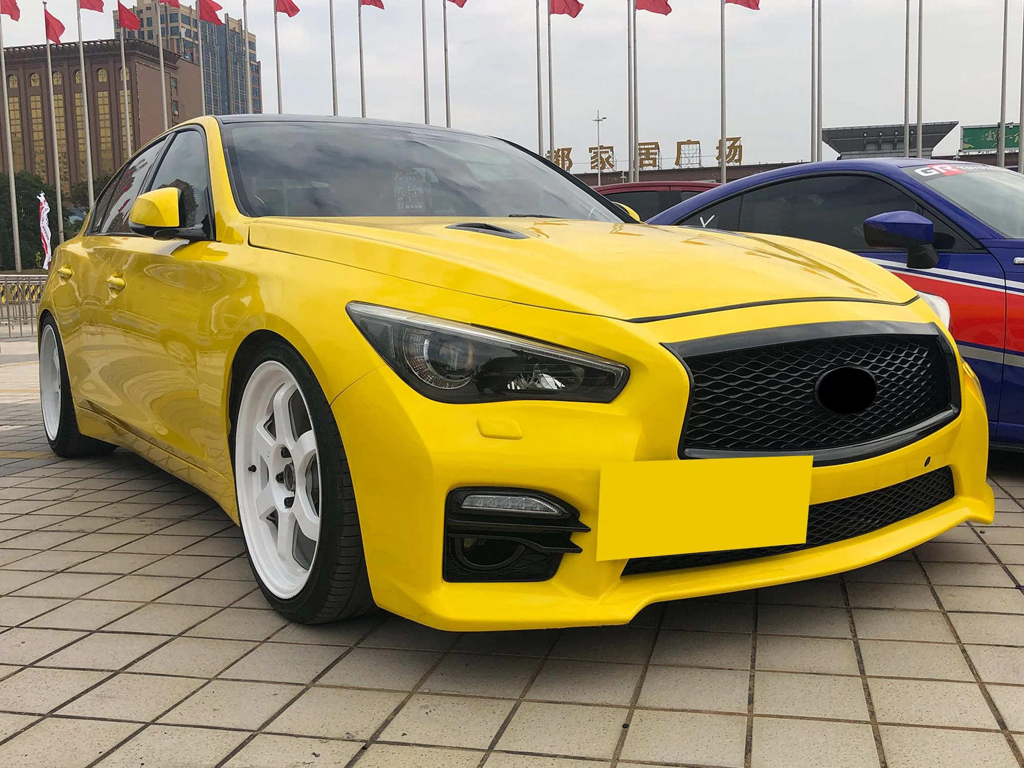 Gloss Black Front Bumper Grill Honeycomb for Infiniti Q50 2014-2017 - Image 19