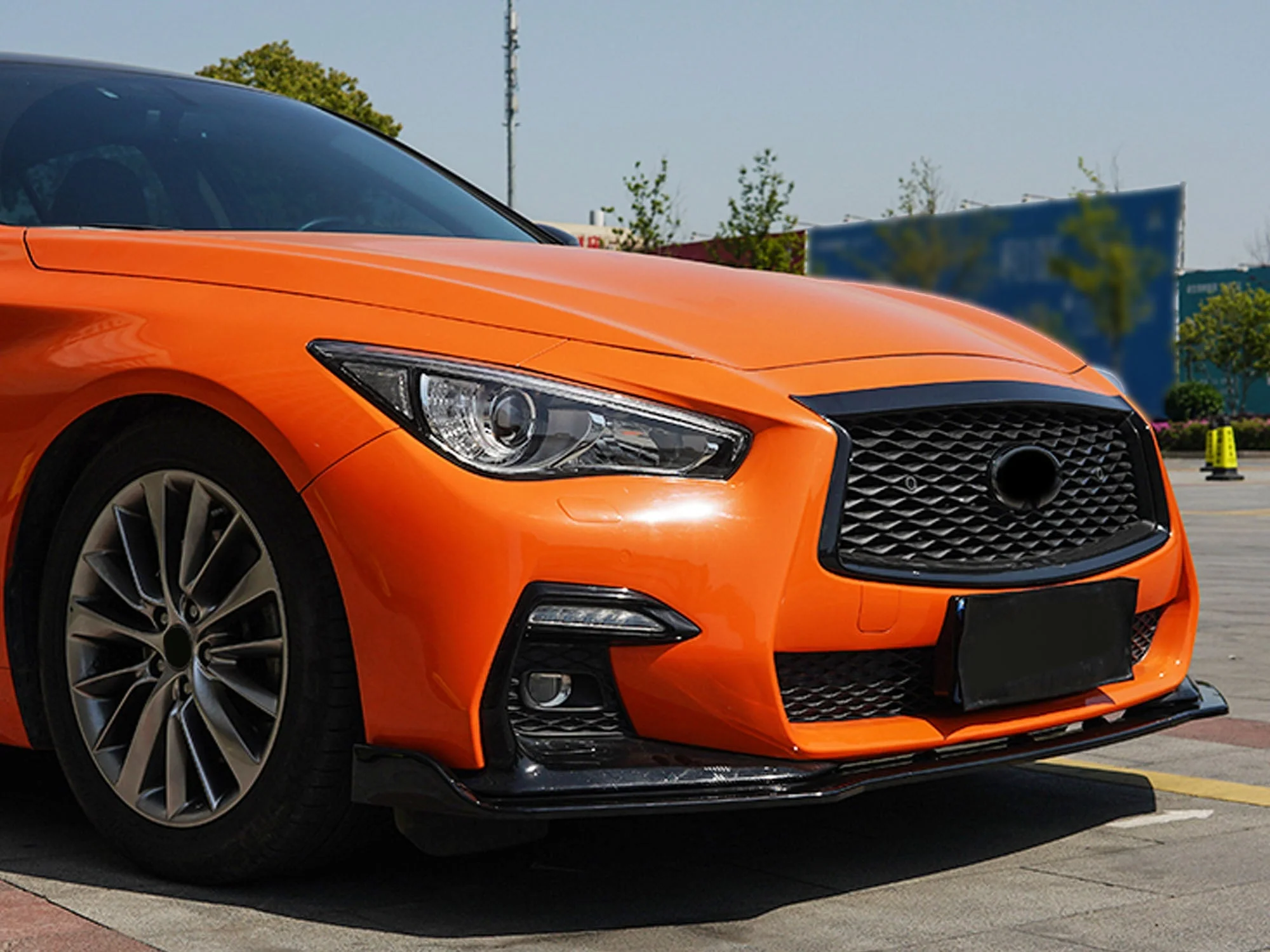 Gloss Black Front Bumper Grill Honeycomb for Infiniti Q50 2014-2017 - Image 8