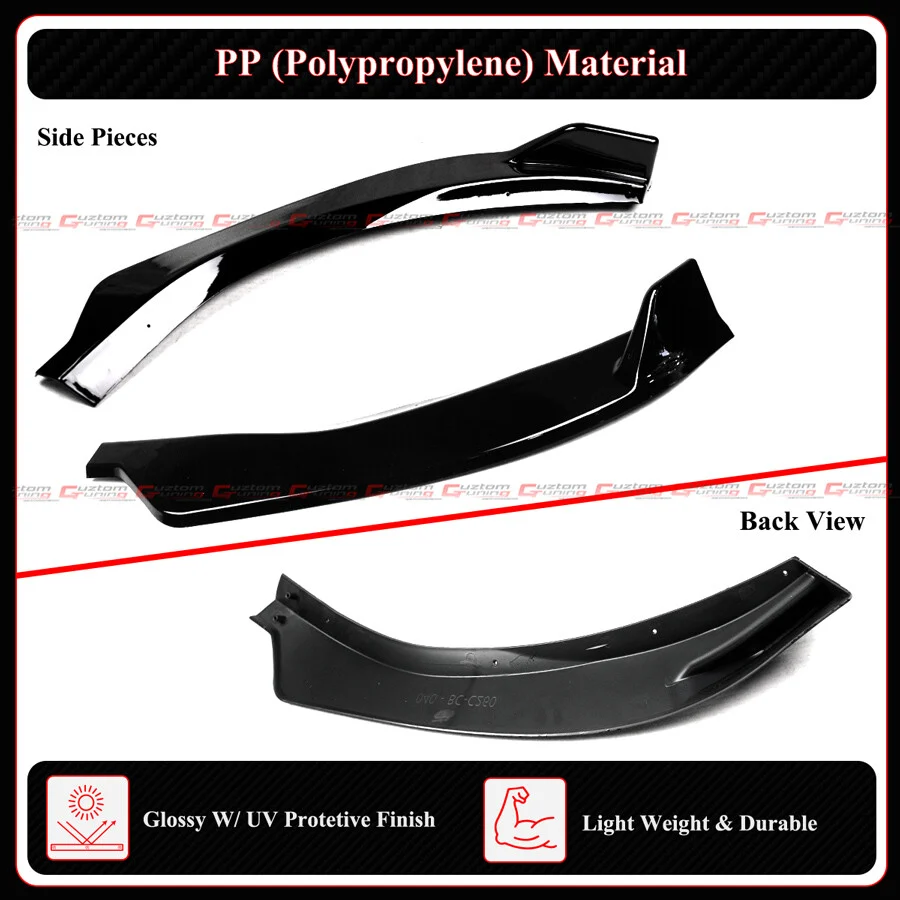 Gloss Black Front Bumper Lip Splitter Valance for Mercedes Benz W205 C300 C43 AMG Coupe/Sedan 2019-2021 - Image 4